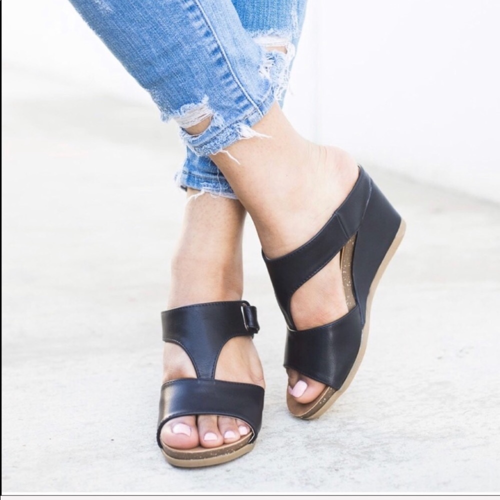 Black Mule Wedge Shoes